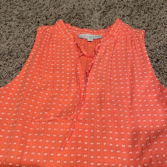 NWOT Loft Maxi Dress Orange/white keyhole tie front size Large - Picture 2 of 8
